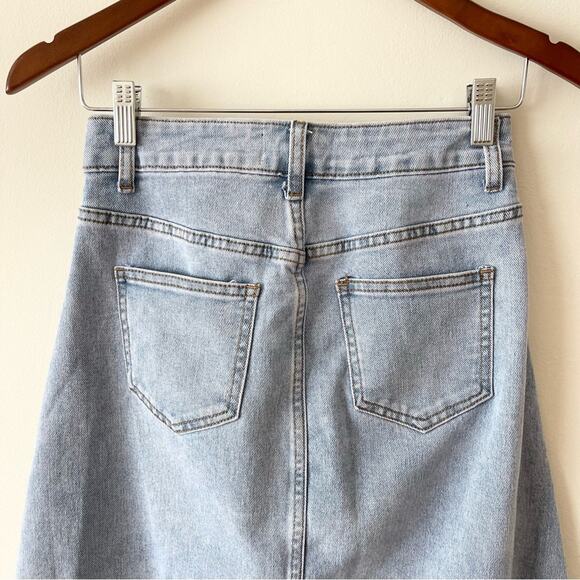 IToo Fashion Maxi Denim Skirt A-line Patchwork Design Women’s size XS Light Blue - Picture 6 of 9